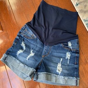 Maternity Distressed Denim Shorts Small